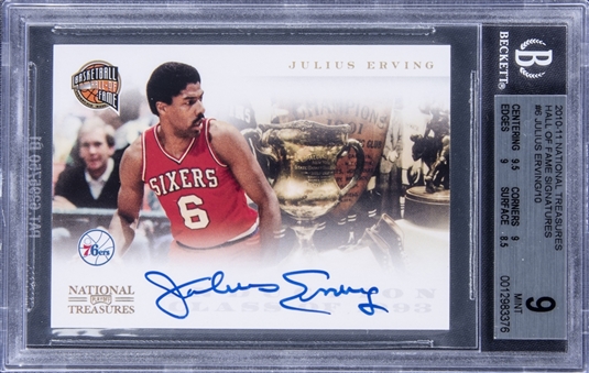2011-12 Panini National Treasures “Hall of Fame Signatures” #6 Julius Erving Signed Card (#07/10) - BGS MINT 9/BGS 10